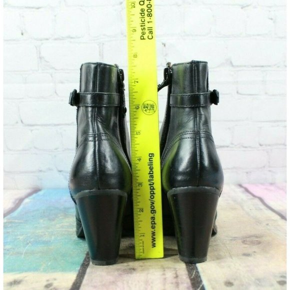 Sebago Ashton Black Leather Zip Up Block Heel Ankle Boots Shoes 6 M - Picture 6 of 9